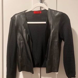 Max mara leather / knit crop cardigan top